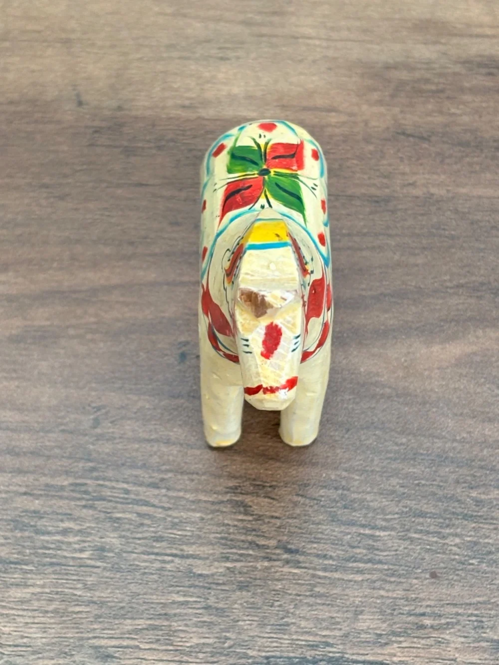 VINTAGE Traditional Hand-Carved Swedish Wooden Dala Horse Ivory Figurine READ